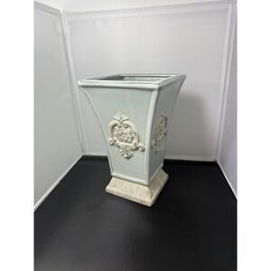 Vintage baroque Vase Floral Embossed planter‎ light blue Home Decor Accent